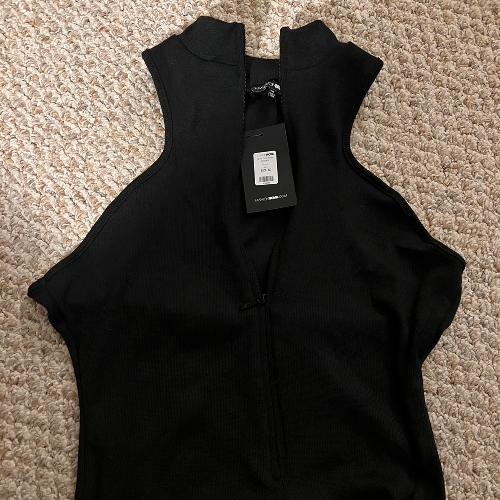 Tank ribbed bodysuit with thong bottom